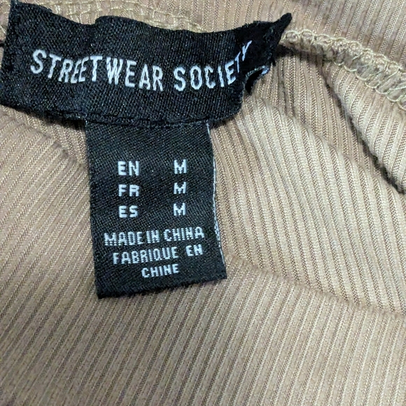 Streetwear Society Brown/Tan, Fitted, Crop, Long Sleeve Polo Top. Size M. - Picture 7 of 7
